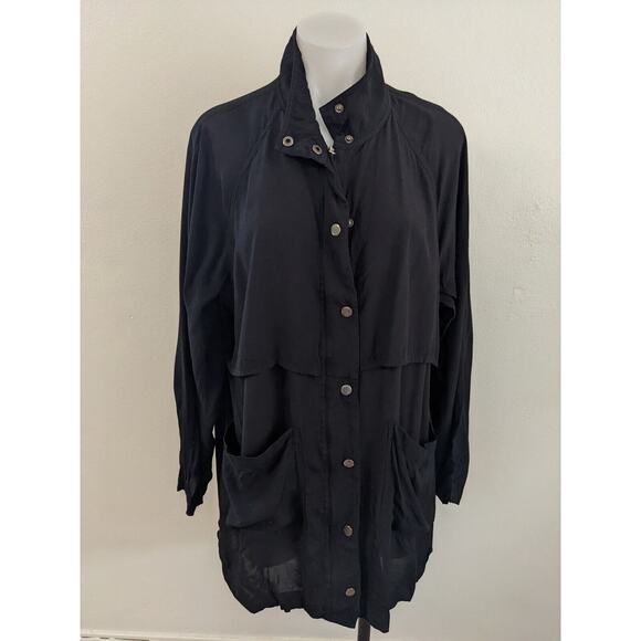 Something Else by Natalie Wood Size 8 Zip Up Shacket Jacket Shirt Black Pockets - Picture 2 of 11